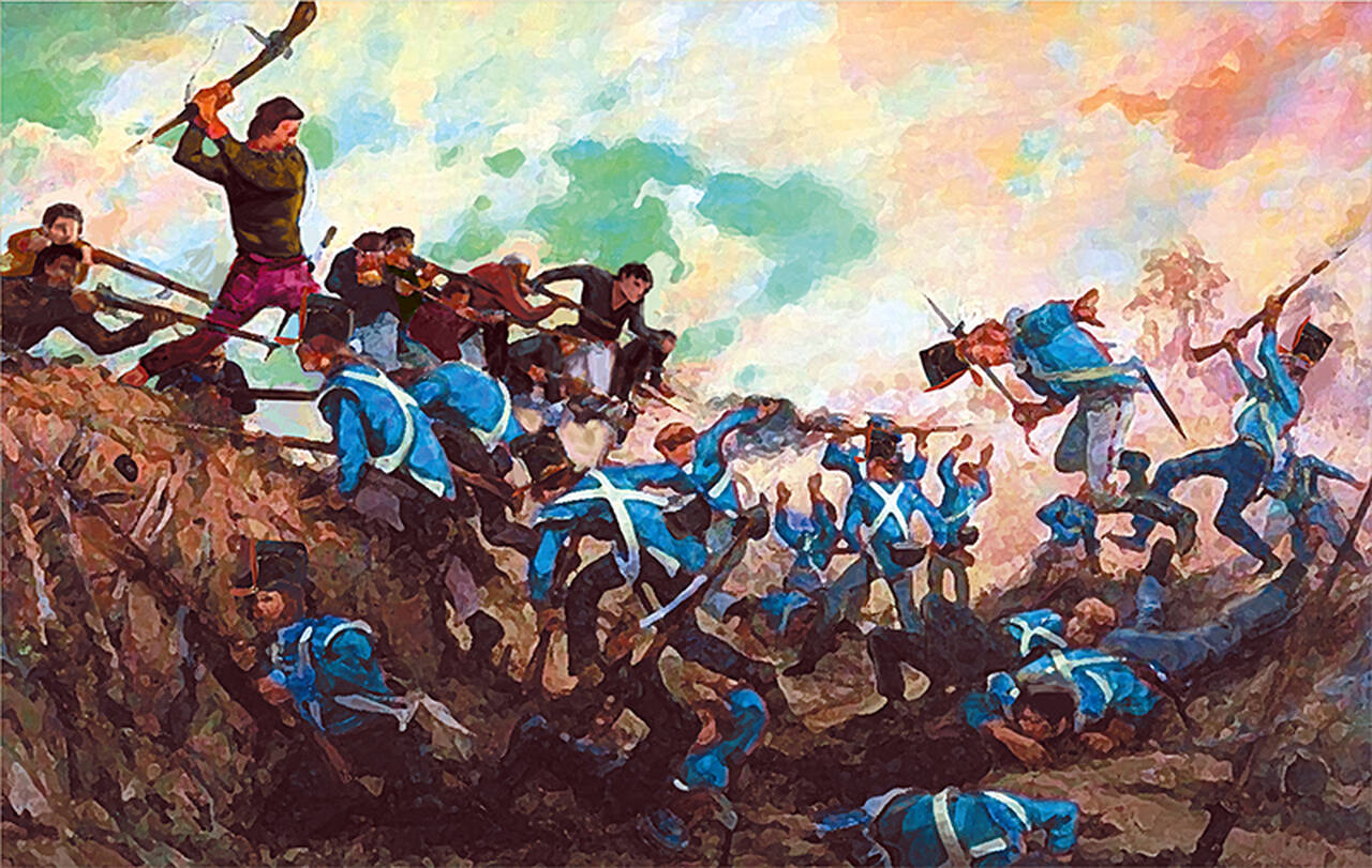 Pintura desconhecida (ao menos para mim, não consegui encontrar o autor) representando os conflitos da Revolução Praieira.
