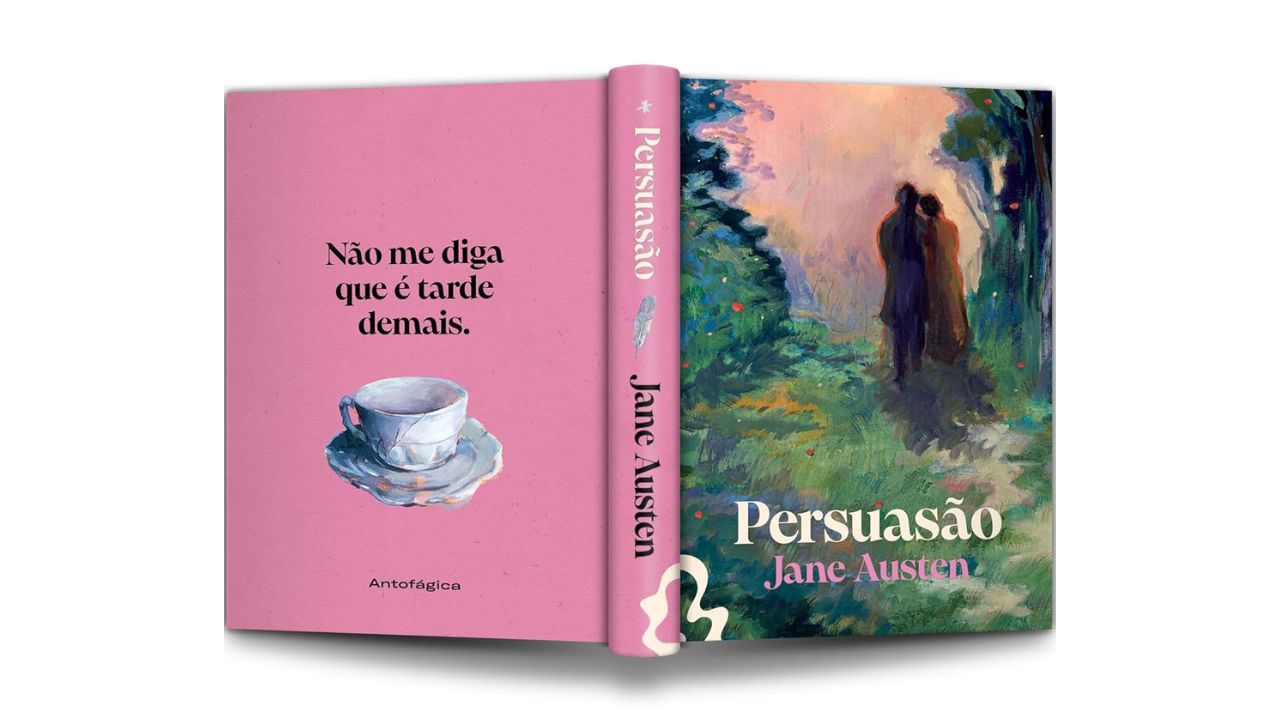 Edição da Editora Antofágica de Persuasão, de Jane Austen, mostrando o livro aberto