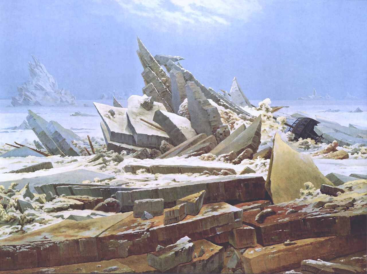 Pintura "O Naufrágio da Esperança", também conhecida como "O Mar de Gelo", do pintor alemão Caspar David Friedrich. Ilustrando o poema "Fatalidade", de Castro Alves.
