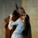 Pintura "O Beijo", de Francesco Hayez. Representando o poema "Gesso e Bronze", de Castro Alves.