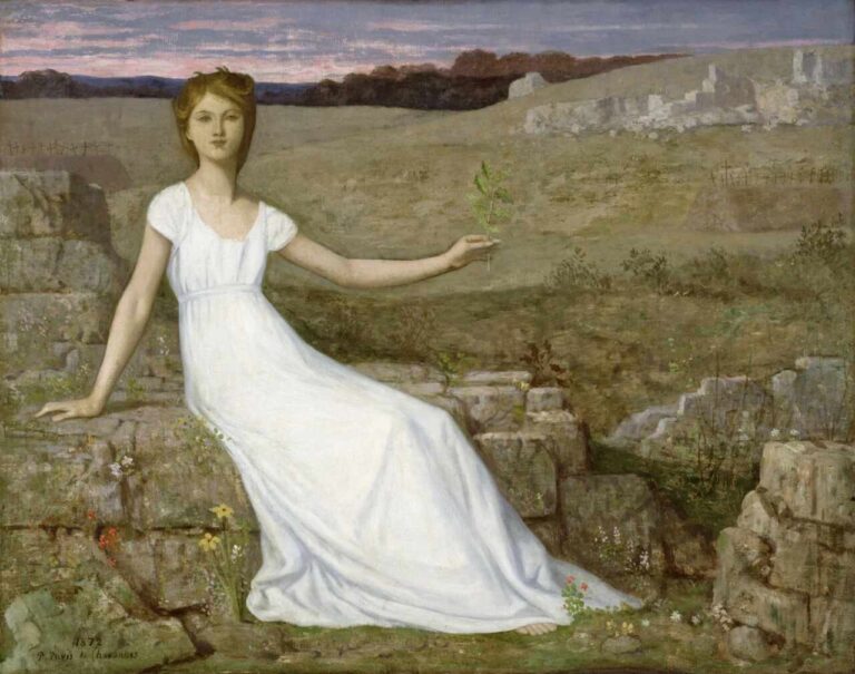 Pintura "Esperança", de Pierre Puvis de Chavannes. Ilustrando o poema "Longe de Ti", de Castro Alves.