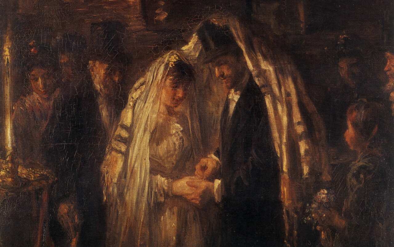 Pintura "O Casamento Judaico", de Jozef Israëls. Ilustrando o poema "Hebreia", de Castro Alves.