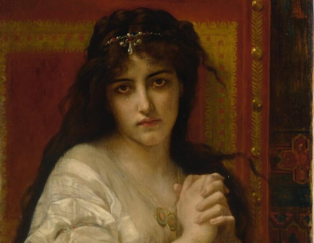 Pintura "Desdémone", de Alexandre Cabanel. Ilustrando o poema "Martírio", de Castro Alves.