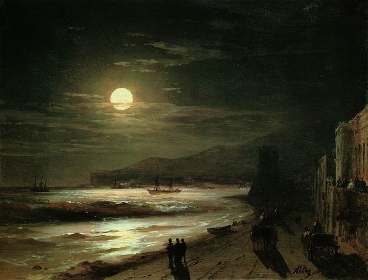 Pintura "Moon Night", de Ivan Aivazovsky. Ilustrando o poema "Não Sabes", de Castro Alves.