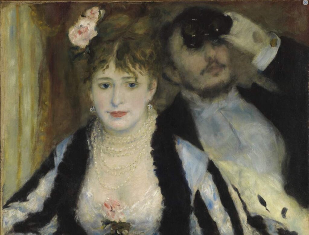 Pintura "Camarote" (La Loge), de Pierre-Auguste Renoir. Ilustrando o poema "No Camarote", de Castro Alves.