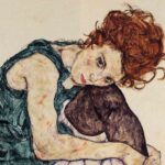 Pintura "Mulher Sentada" ,de Egon Schiele. Ilustrando o poema "O 'Adeus' de Thereza", de Castro Alves.