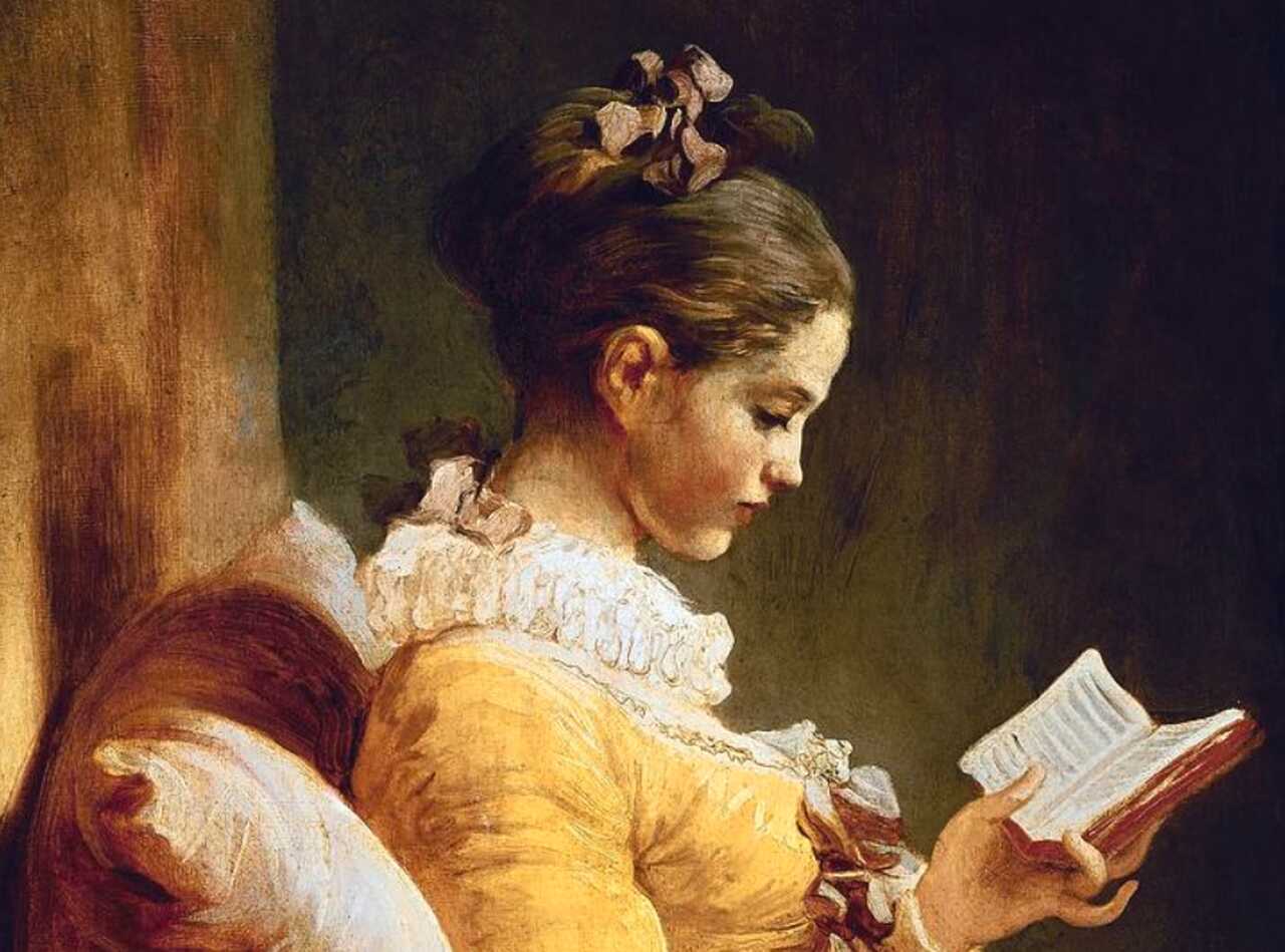 Pintura "Young Girl Reading", de Jean-Honoré Fragonard. Ilustrando o poema "O livro e a América", de Castro Alves.