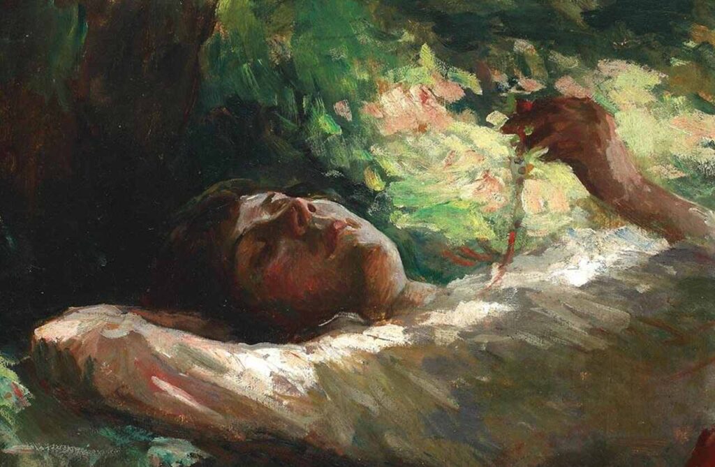 Pintura "Reverie", de Ipolit Strambu. Ilustrando o poema "Onde Estás?", de Castro Alves.