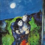 Pintura "Lovers in the Moonlight", de Marc Chagall. Ilustrando o poema "Noite de Amor", de Castro Alves.
