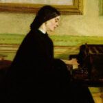 Pintura "Piano Practice", de James McNeill Whistler. Ilustrando o poema "Pensamento de Amor", de Castro Alves.