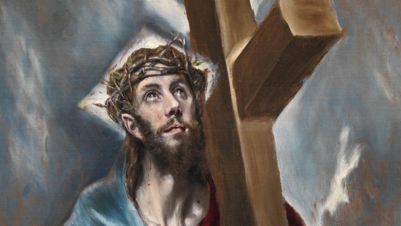 Pintura "Cristo abrazado a la cruz", de El Greco. Ilustrando o poema Abençoa Senhor, de Auta de Souza