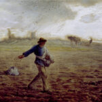 Pintura "The Sower", de Millet. Ilustrando o poema Alguém na Estrada, de Auta de Souza.
