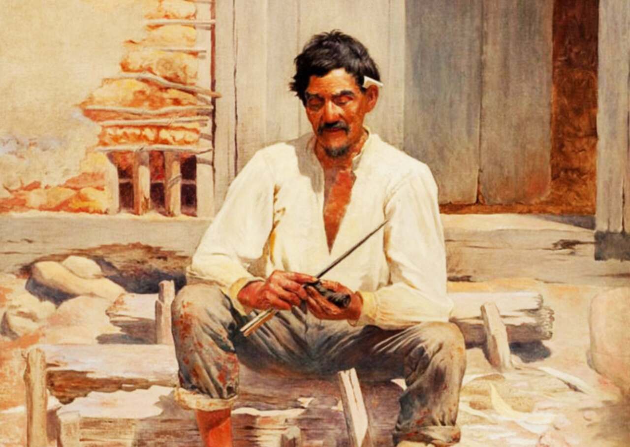 Pintura "Caipira Picando Fumo", de Almeida Jr. 1893
