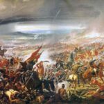 Pintura "Batalha do Avaí", de Pedro Américo. Ilustrando o poema "Pesadelo de Humaitá", de Castro Alves.