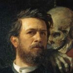 Autorretrato com a morte tocando violino, de Arnold Böcklin. Ilustrando o poema "Quando eu morrer", de Castro Alves.