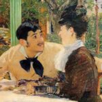 Pintura Chez Le Père Lathuille, de Édouard Manet. Ilustrando o poema "Sonho de Bohemia", de Castro Alves.