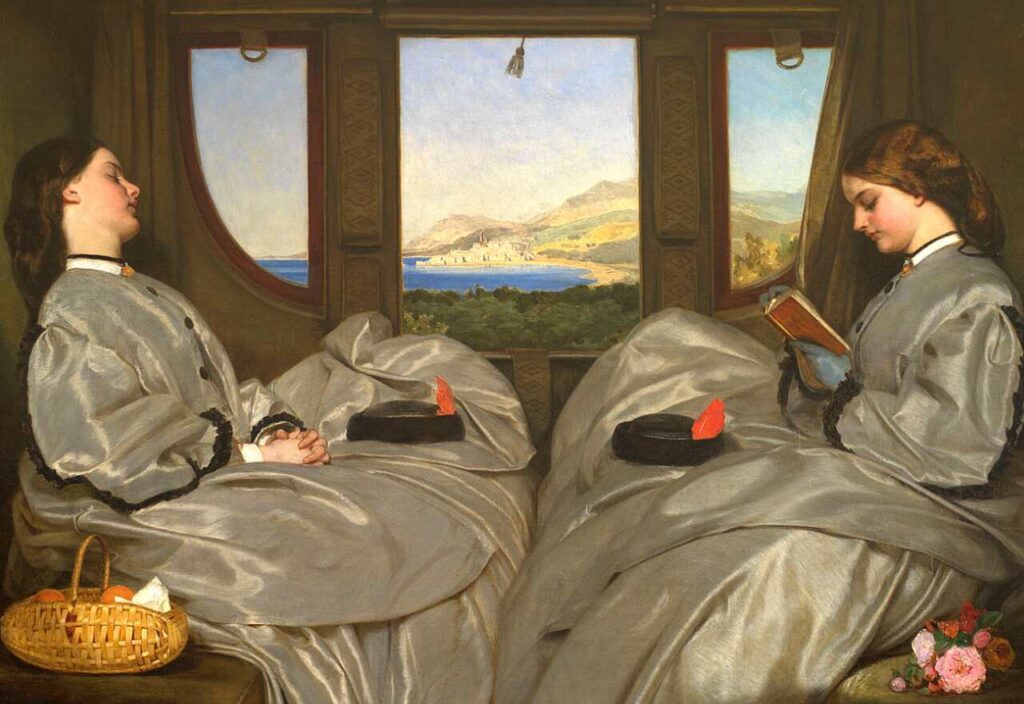 Pintura The Travelling Companions, de Augustus Leopold Egg . Ilustrando o poema Versos de um Viajante, de Castro Alves