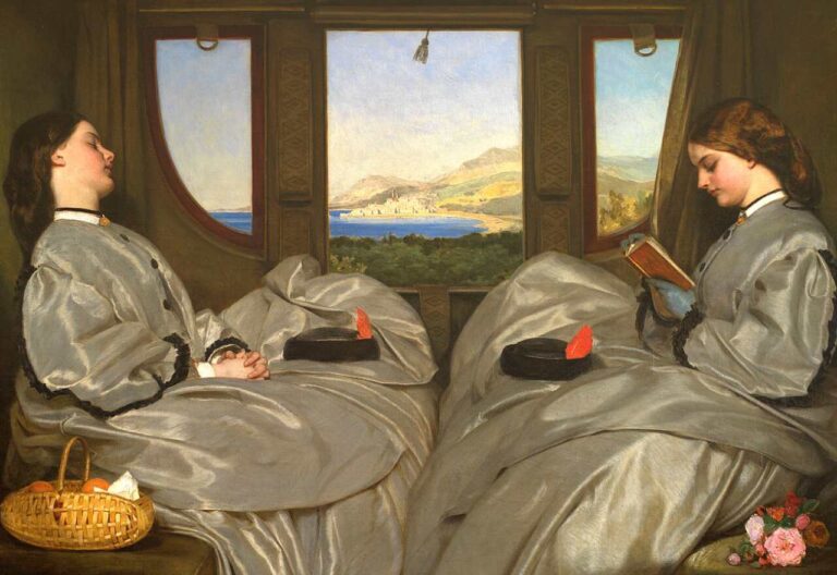Pintura The Travelling Companions, de Augustus Leopold Egg . Ilustrando o poema Versos de um Viajante, de Castro Alves