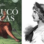 A Capa da edição de Bucólicas, da Editora Autêntica, com um retrato de Virgílio à direita