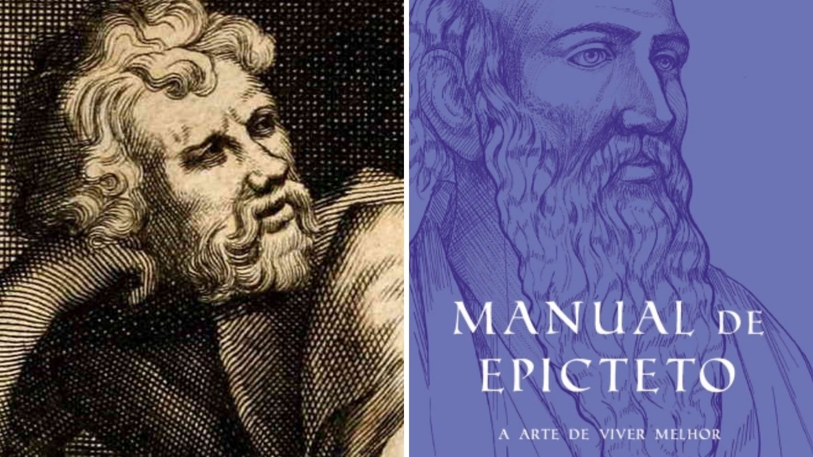 O livro Manual de Epicteto, ao lado de um retrato dele