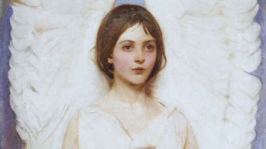 Pintura "Anjo", de Abbott Handerson Thayer. Ilustrando o poema Ao Pé do Túmulo, de Auta de Souza