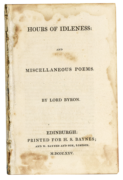 Capa de Hours of Idleness, de Lord Byron