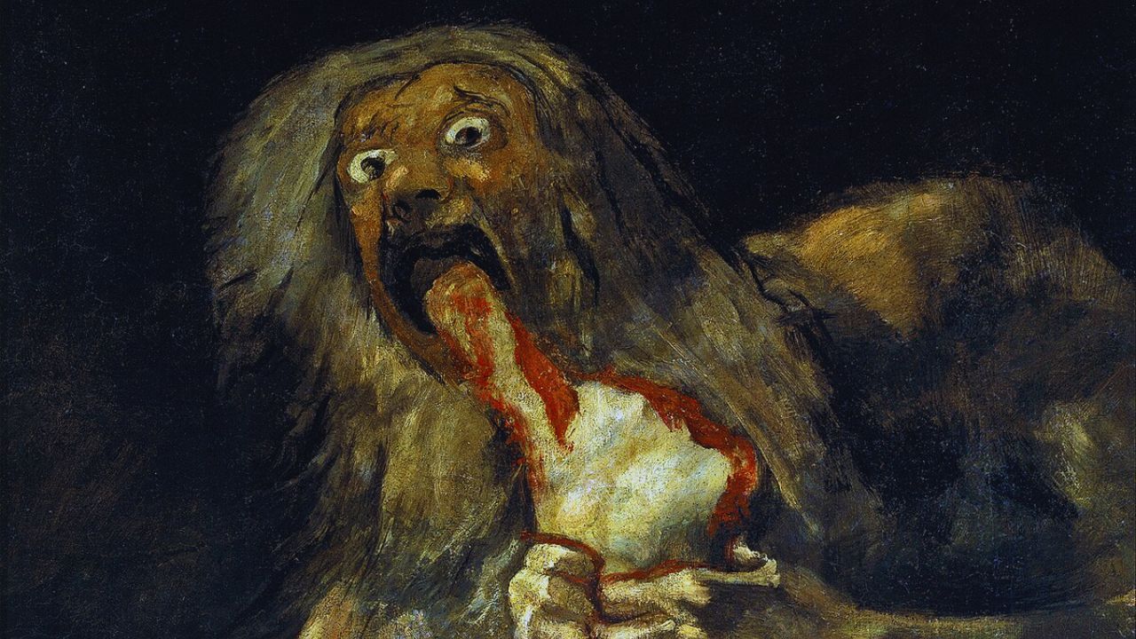 Pintura "Saturno Devorando seus Filhos", de Goya. Ilustrando o poema Versos Íntimos, de Augusto dos Anjos