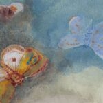Pintura "Papillons et fleur, de Odilon Redon, mostrando borboletas rodeando uma flor. Ilustrando o poema "As Borboletas", de Vinícius de Moraes