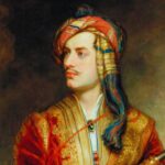 Pintura retratando Lord George Byron, com roupas aristocráticas