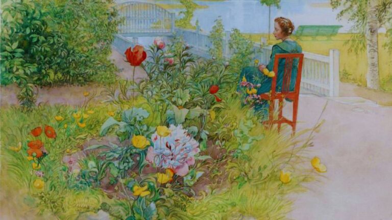 Pintura de Carl Larsson. Ilustrando o poema Leilão de Jardim, de Cecília Meireles
