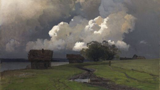 Pintura Before the Storm, de Isaac Levitan. Ilustrando o poema "Sentimento do Mundo", de Carlos Drummond de Andrade