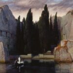 Pintura "Ilha dos Mortos", de Arnold Böcklin. Ilustrando o poema Vou-me Embora pra Pasárgada, de Manuel Bandeira